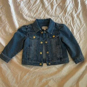 Janie and Jack Puff Sleeve Denim Jacket with Gold Snaps